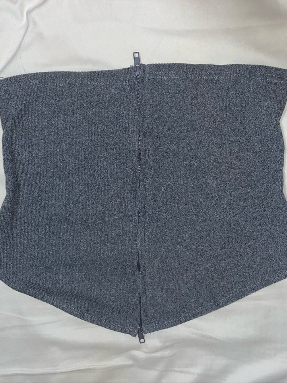 SHEIN Dark Gray Strapless Knit Zip-Front Camisole